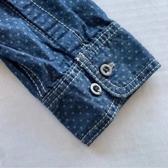 NWT SEVEN7 Button Down Dark Wash Blue Denim Jean Shirt - Picture 6 of 12